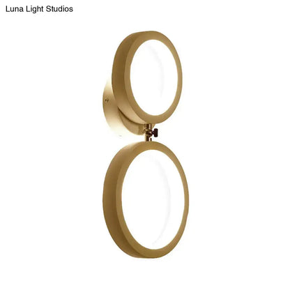Modernist matte beige double ring wall lamp for bedroom corners
