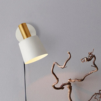 DecorBites™ Modernist Metal Drum Sconce - 1-Light Wall Mounted Lamp in White/Green for Bedroom