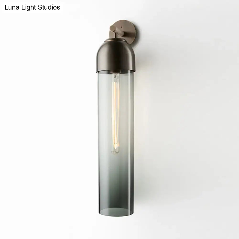Modernist metallic tube sconce light for bedroom with curved arm