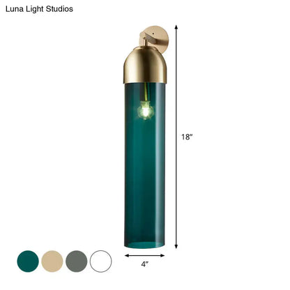 Modernist metallic tube sconce light for bedroom with curved arm