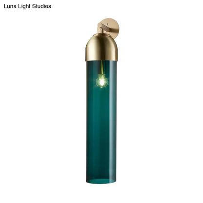 Modernist metallic tube sconce light for bedroom with curved arm