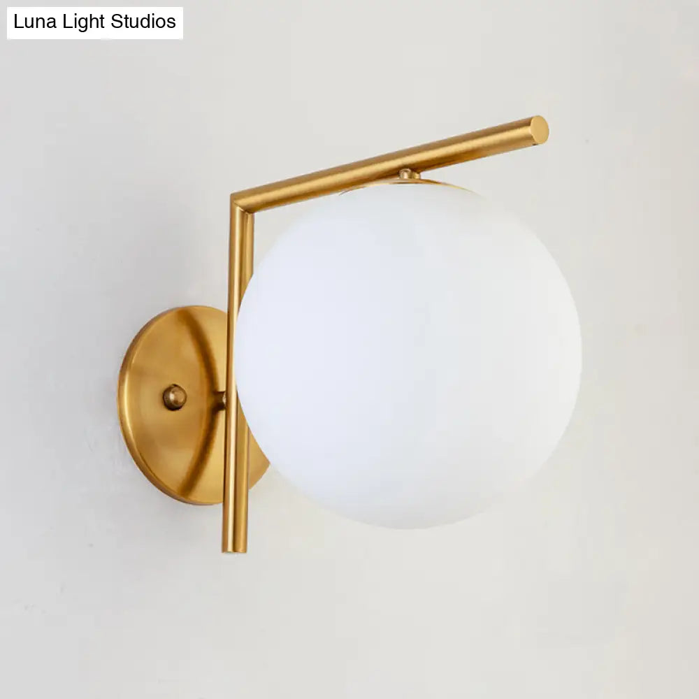 DecorBites™ Modernist Milk Glass Globe Sconce with Gold Wall Mount - 1 Head, 6"/8" Width