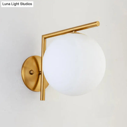 DecorBites™ Modernist Milk Glass Globe Sconce with Gold Wall Mount - 1 Head, 6"/8" Width