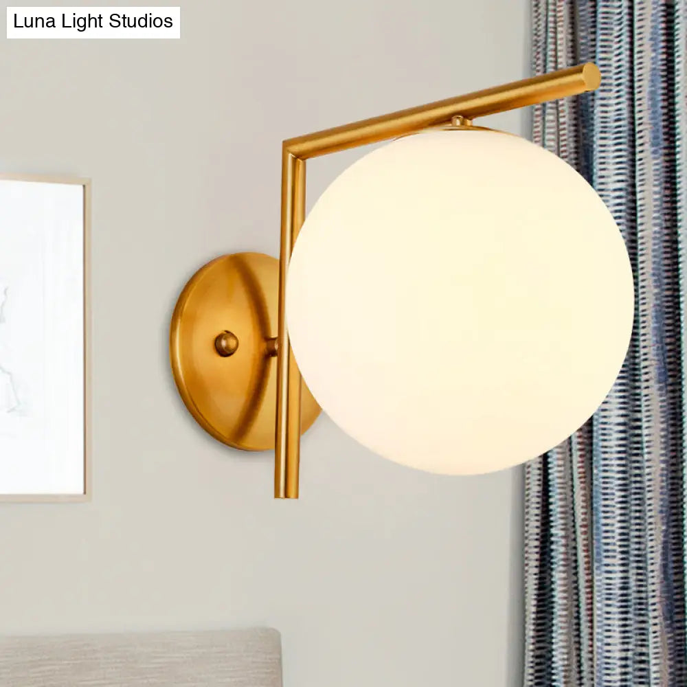 DecorBites™ Modernist Milk Glass Globe Sconce with Gold Wall Mount - 1 Head, 6"/8" Width