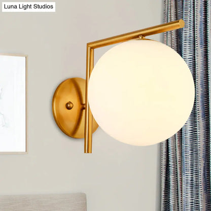 DecorBites™ Modernist Milk Glass Globe Sconce with Gold Wall Mount - 1 Head, 6"/8" Width