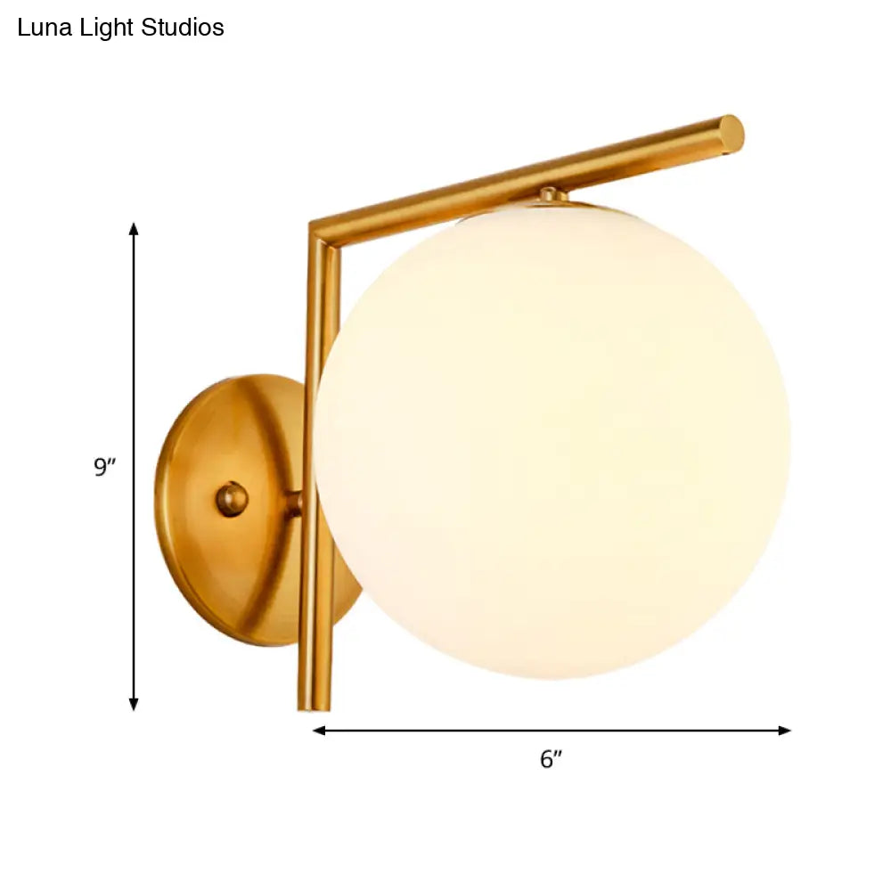 DecorBites™ Modernist Milk Glass Globe Sconce with Gold Wall Mount - 1 Head, 6"/8" Width