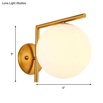DecorBites™ Modernist Milk Glass Globe Sconce with Gold Wall Mount - 1 Head, 6"/8" Width