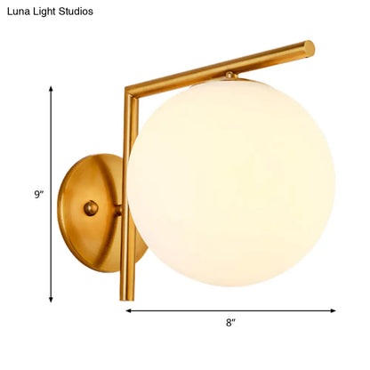 DecorBites™ Modernist Milk Glass Globe Sconce with Gold Wall Mount - 1 Head, 6"/8" Width
