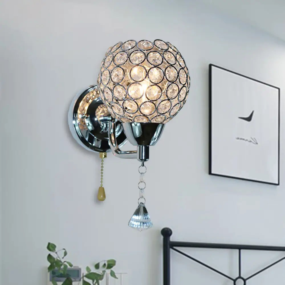 DecorBites™ Modernist Nickle Faceted Clear Glass 1-Bulb Wall Sconce Light Fixture