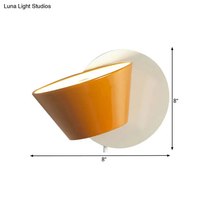 Modernist orange metal shade wall lamp bedroom light fixture