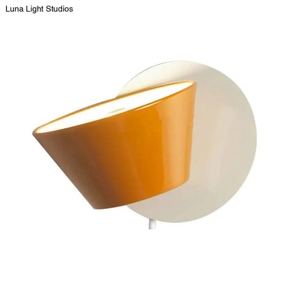 Modernist orange metal shade wall lamp bedroom light fixture