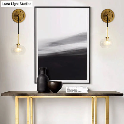 DecorBites™ Modernist Oval Amber/White Glass Sconce with Brass Finish - Wall Mounted 1-Light Drop Lamp