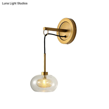 DecorBites™ Modernist Oval Amber/White Glass Sconce with Brass Finish - Wall Mounted 1-Light Drop Lamp