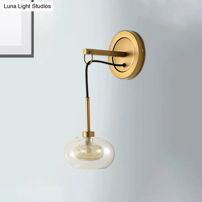 DecorBites™ Modernist Oval Amber/White Glass Sconce with Brass Finish - Wall Mounted 1-Light Drop Lamp