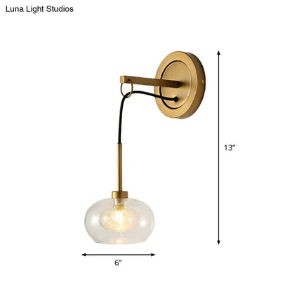 DecorBites™ Modernist Oval Amber/White Glass Sconce with Brass Finish - Wall Mounted 1-Light Drop Lamp