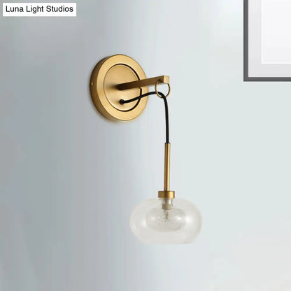 DecorBites™ Modernist Oval Amber/White Glass Sconce with Brass Finish - Wall Mounted 1-Light Drop Lamp