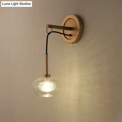 DecorBites™ Modernist Oval Amber/White Glass Sconce with Brass Finish - Wall Mounted 1-Light Drop Lamp