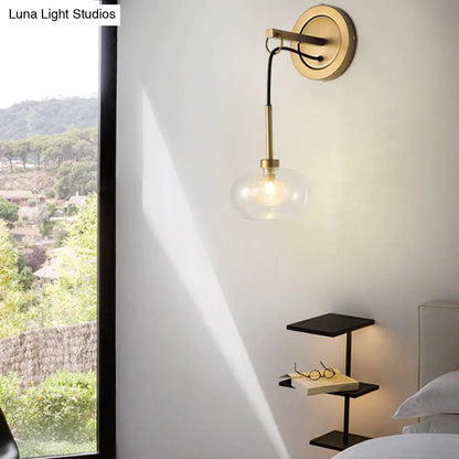 DecorBites™ Modernist Oval Amber/White Glass Sconce with Brass Finish - Wall Mounted 1-Light Drop Lamp