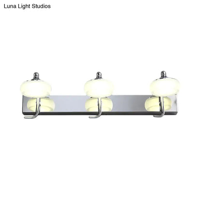 Modernist silver bathroom vanity light with frosted acrylic shades