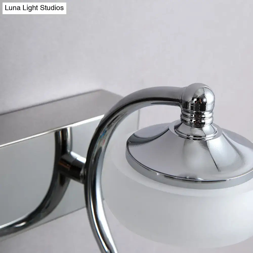 Modernist silver bathroom vanity light with frosted acrylic shades