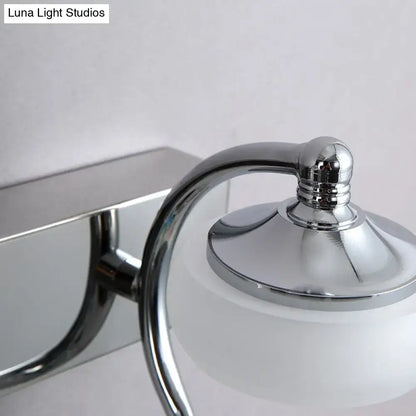 Modernist silver bathroom vanity light with frosted acrylic shades