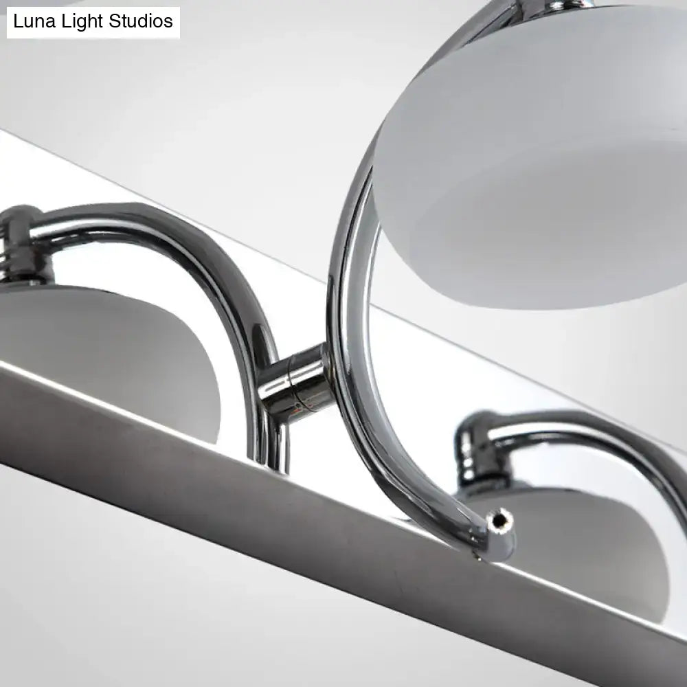 Modernist silver bathroom vanity light with frosted acrylic shades