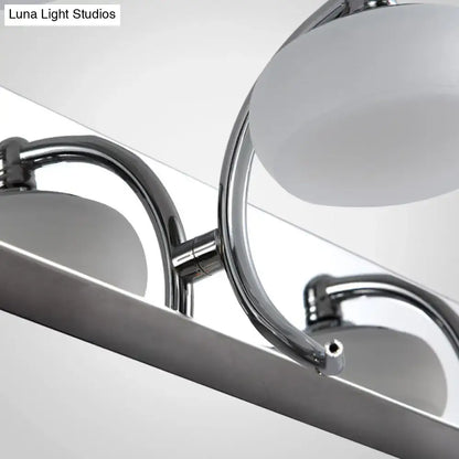 Modernist silver bathroom vanity light with frosted acrylic shades