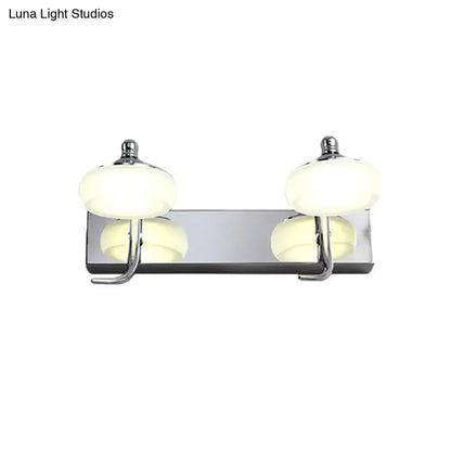 Modernist silver bathroom vanity light with frosted acrylic shades