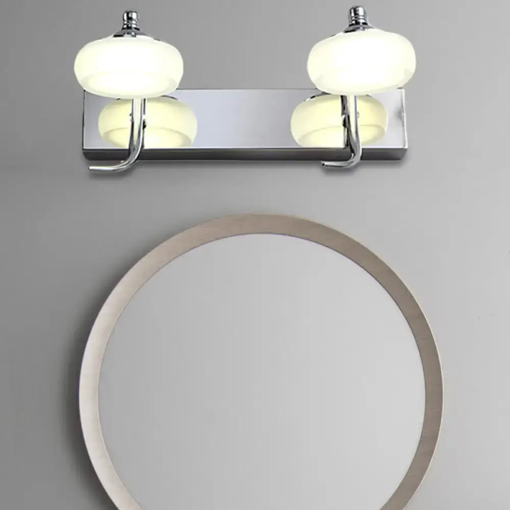 Modernist silver bathroom vanity light with frosted acrylic shades