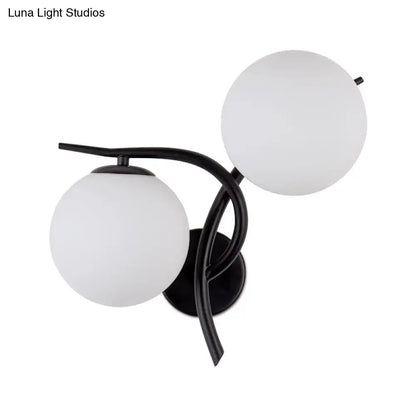 Modernist silver & black light fixture with milky glass for bedroom