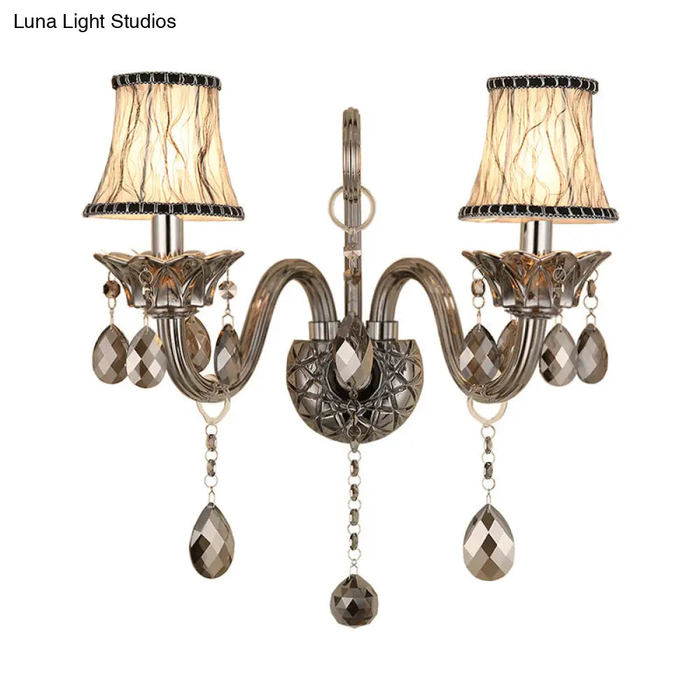 DecorBites™ Modernist Smoke Grey Crystal Conical Sconce Light: Wall Mounted Lighting for Living Room (1/2 Lights)