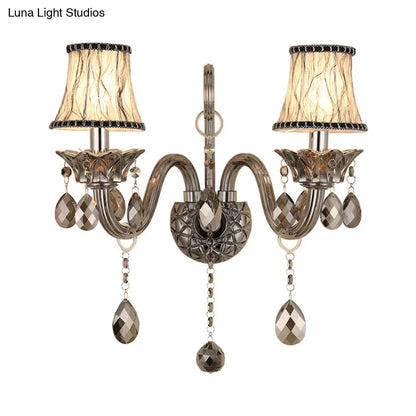 DecorBites™ Modernist Smoke Grey Crystal Conical Sconce Light: Wall Mounted Lighting for Living Room (1/2 Lights)