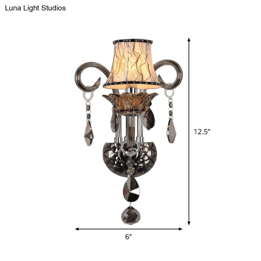 DecorBites™ Modernist Smoke Grey Crystal Conical Sconce Light: Wall Mounted Lighting for Living Room (1/2 Lights)