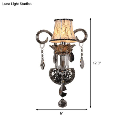 DecorBites™ Modernist Smoke Grey Crystal Conical Sconce Light: Wall Mounted Lighting for Living Room (1/2 Lights)