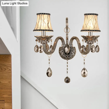 DecorBites™ Modernist Smoke Grey Crystal Conical Sconce Light: Wall Mounted Lighting for Living Room (1/2 Lights)