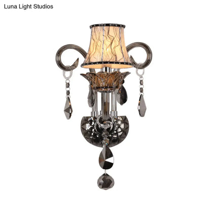 DecorBites™ Modernist Smoke Grey Crystal Conical Sconce Light: Wall Mounted Lighting for Living Room (1/2 Lights)
