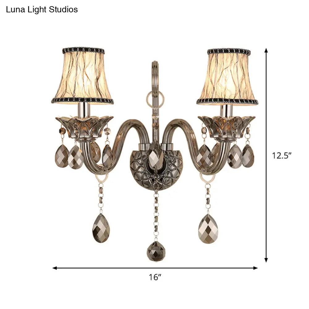 DecorBites™ Modernist Smoke Grey Crystal Conical Sconce Light: Wall Mounted Lighting for Living Room (1/2 Lights)