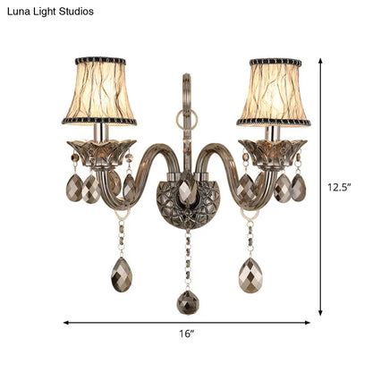 DecorBites™ Modernist Smoke Grey Crystal Conical Sconce Light: Wall Mounted Lighting for Living Room (1/2 Lights)