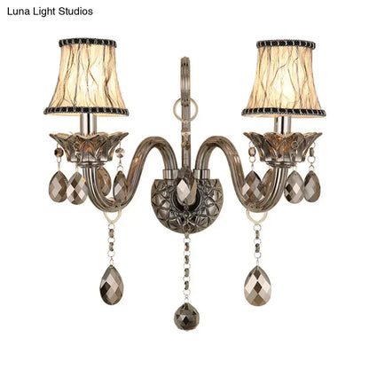 Modernist smoke grey crystal sconce living room wall mounted lighting