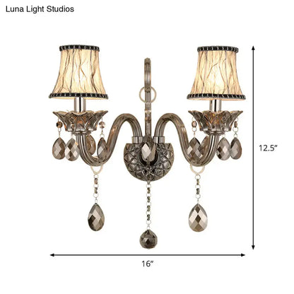 Modernist smoke grey crystal sconce living room wall mounted lighting