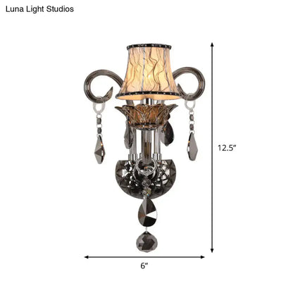 Modernist smoke grey crystal sconce living room wall mounted lighting