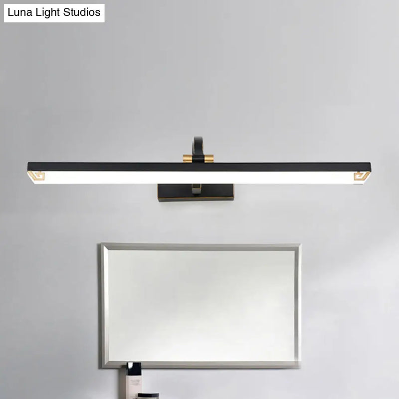 DecorBites™ Modernist Style Black Finish Linear Vanity Light: 16"/22" wide LED Acrylic and Metal Wall Lamp for Bathroom - Warm/White Lighting
