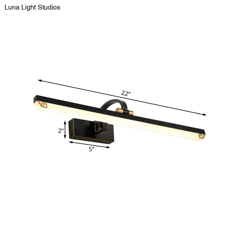 DecorBites™ Modernist Style Black Finish Linear Vanity Light: 16"/22" wide LED Acrylic and Metal Wall Lamp for Bathroom - Warm/White Lighting
