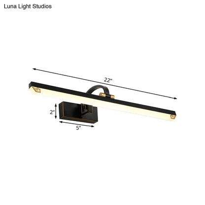 DecorBites™ Modernist Style Black Finish Linear Vanity Light: 16"/22" wide LED Acrylic and Metal Wall Lamp for Bathroom - Warm/White Lighting
