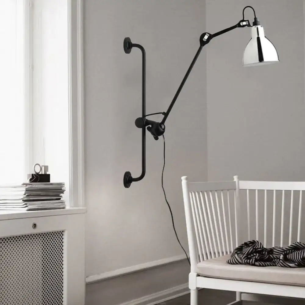 Modernist style black & white adjustable wall light dining room
