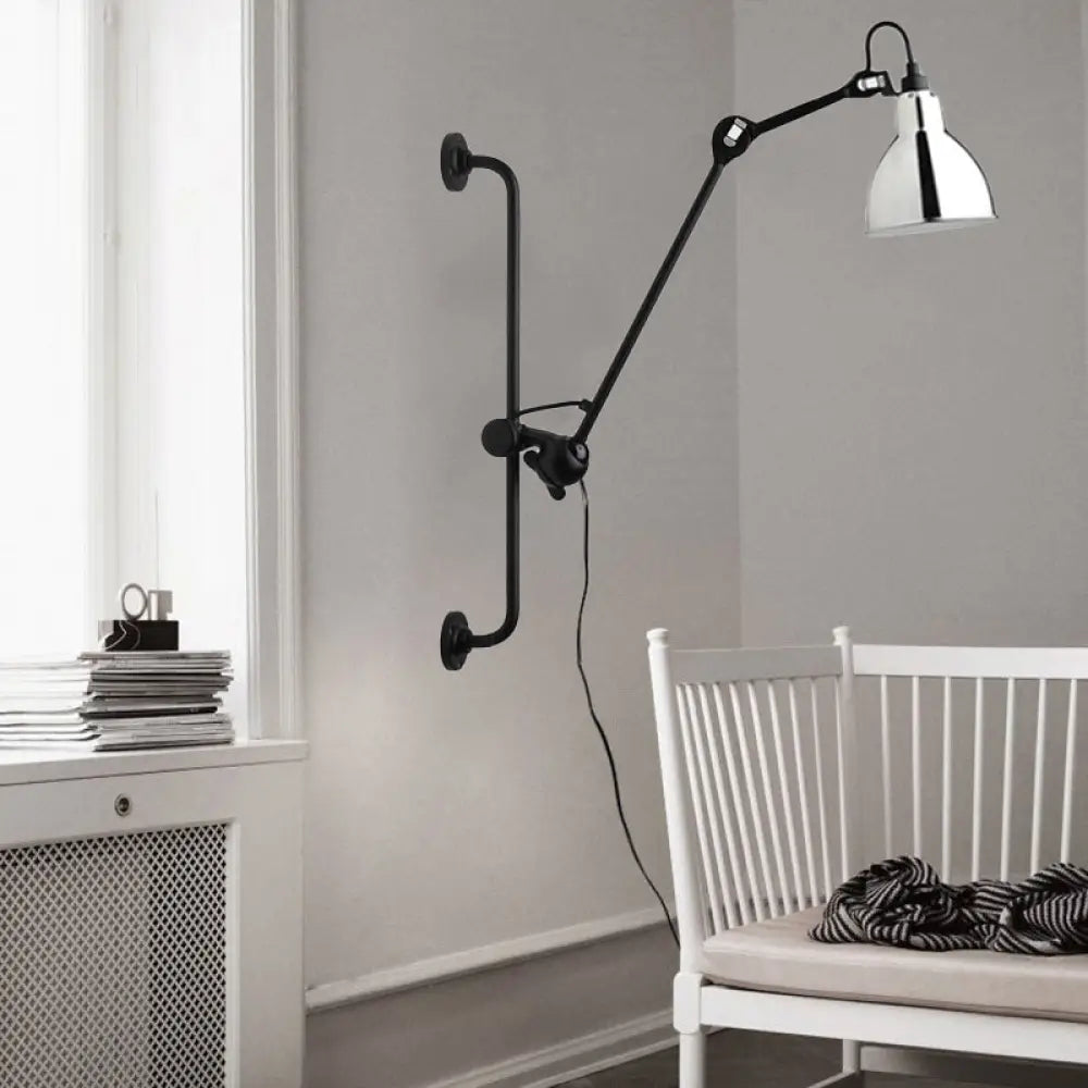DecorBites™ Modernist Style Black/White Dome Shade Wall Light with Adjustable Metal Lamp - Ideal for Dining Room