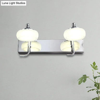 DecorBites™ Modernist Style Silver Wall Lamp with Round Frosted Acrylic Shade, 2/3 Heads, Warm/White Lighting - Bathroom Vanity Light