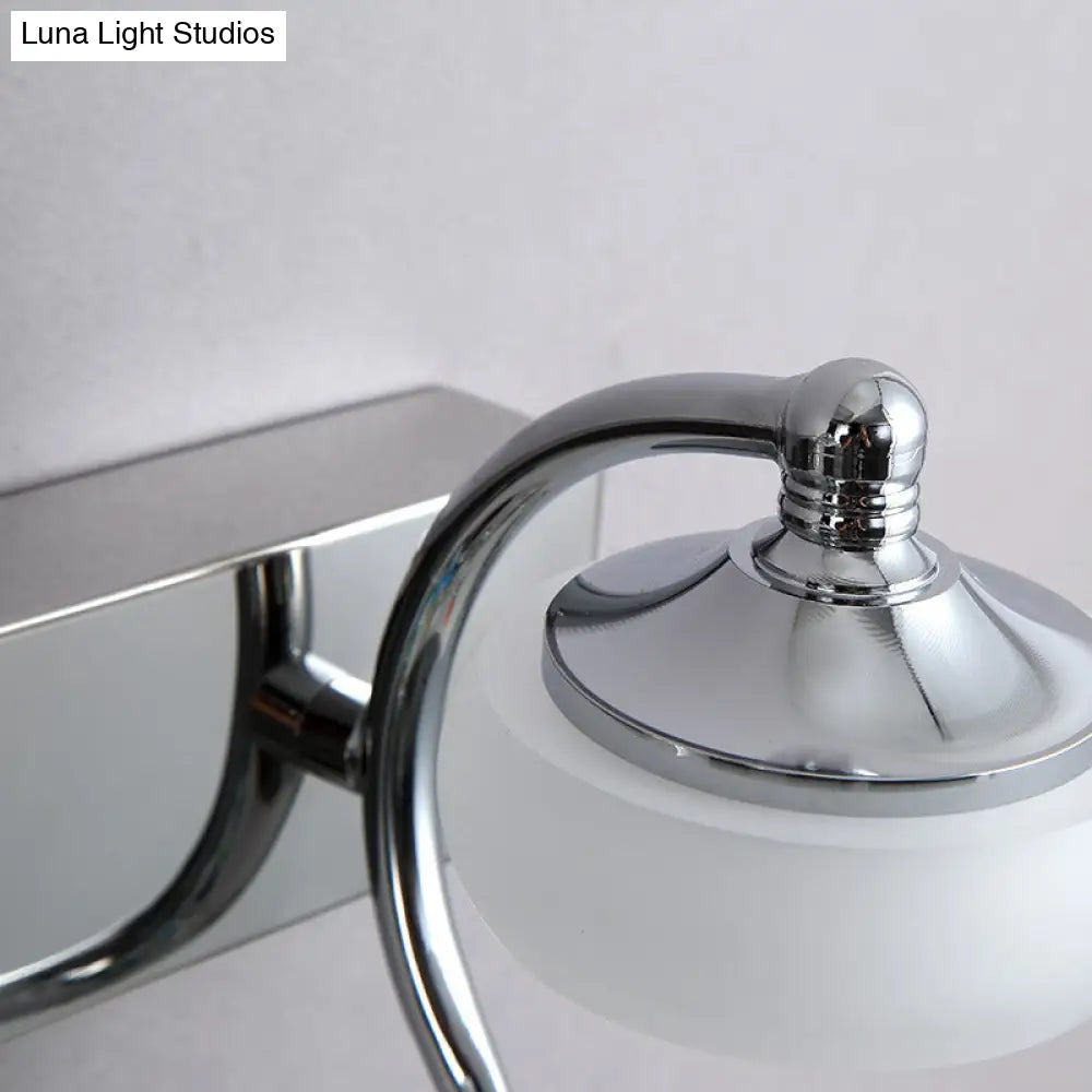 DecorBites™ Modernist Style Silver Wall Lamp with Round Frosted Acrylic Shade, 2/3 Heads, Warm/White Lighting - Bathroom Vanity Light
