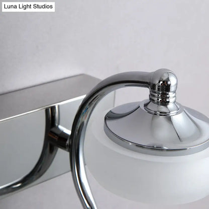 DecorBites™ Modernist Style Silver Wall Lamp with Round Frosted Acrylic Shade, 2/3 Heads, Warm/White Lighting - Bathroom Vanity Light