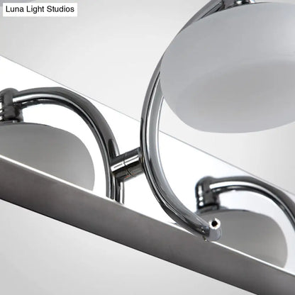 DecorBites™ Modernist Style Silver Wall Lamp with Round Frosted Acrylic Shade, 2/3 Heads, Warm/White Lighting - Bathroom Vanity Light